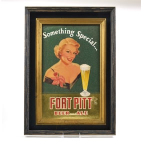 Fort Pitt Beer-Ale 1940s Self-Framed Cardboard Sign
