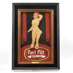 Fort Pitt Beer-Ale 1940s Self-Framed Cardboard Sign