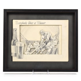 Fort Pitt Old Shay Illustrated Spec Die Cut 3-D Sign HOCKEY UNIQUE