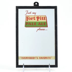 Fort Pitt Pale Ale 1930s Mirror Sign SCARCE