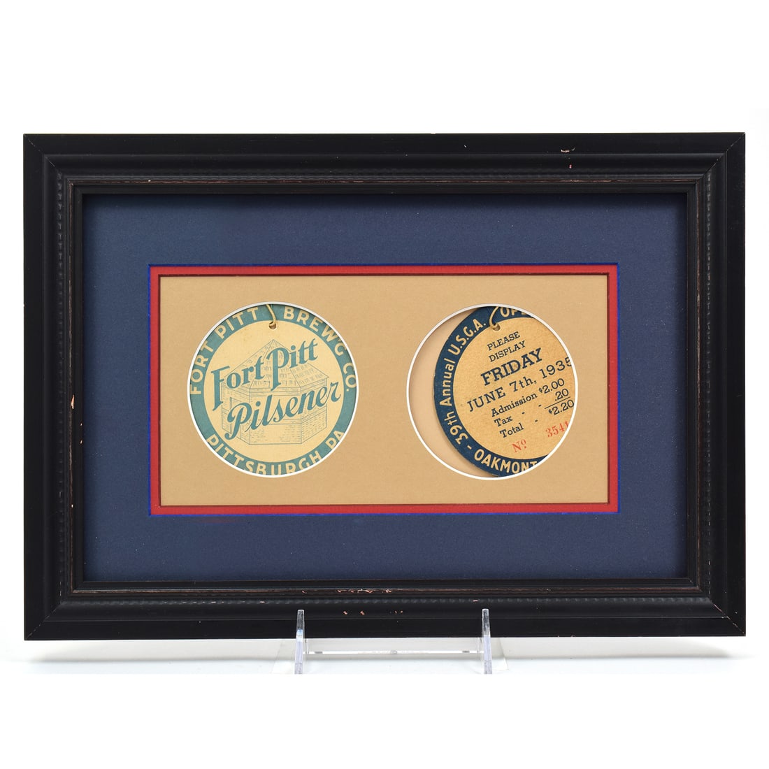 Fort Pitt 1935 US OPEN Spectator Badges GOLF OAKMONT COUNTRY CLUB: Business Name: Fort Pitt Brewing Co., Pittsburgh, Pennsylvania Manufacturer/Plant: Unknown Date of