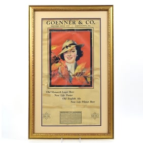 Goenner and Co Brews 1938 Paper Litho Calendar