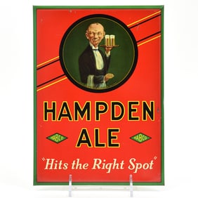 Hampden Ale 1930s TOC Sign HANDSOME WAITER ULTRA RARE POSS UNIQUE