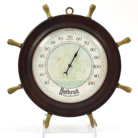 Hofbrau Beer 1940s Thermometer SAILING SHIP SHIPS WHEEL RARE