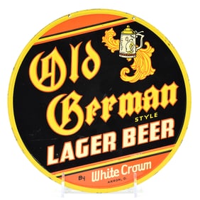 Old German Lager Beer 1930s Embossed Tin Sign RARE
