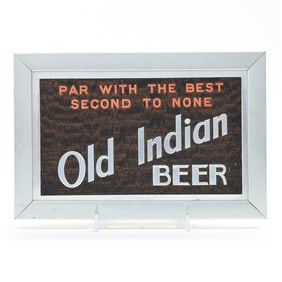 Old Indian Beer 1940s Pressed Cardboard Sign