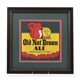 Old Nut Brown Ale 1930s Die Cut Cardboard Sign SQUIRREL ALE THAT IS ALE