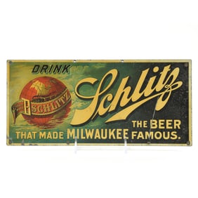 Schlitz Beer Pre-Prohibition Tin Sign EARLY SHARP RARE