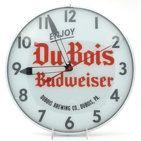 Du Bois Budweiser Beer 1950s Pam Illuminated Clock LIKE NOS WOW