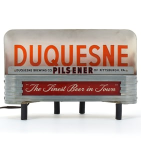 Duquesne Beer 1940s Illuminated Price Bros Back Bar Sign