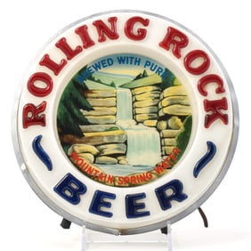 Rolling Rock Beer 1950s Illuminated Plastic Lamp-Sign