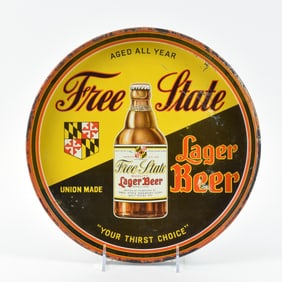 Free State Lager Beer 1930s Steinie Bottle Serving Tray TOUGH