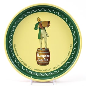 Hampden Mild Ale Tray Yellow Rim JOHNNY HAMPDEN ACCORDION MINTY