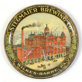 Stegmaier Brewing Pre-Prohibition Factory Scene Tip Tray