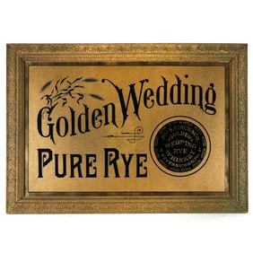 Golden Wedding Pure Rye Pre-Pro Gilt Glass Sign JOS FINCH