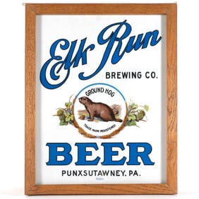 Elk Run Pre-Prohibition Vitrolite Sign Punxsutawney RARE
