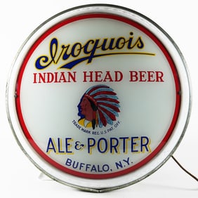 Iroquois Indian Head Beer Ale Porter PHOENIX GLASS Illuminated Sign SPECTACULAR