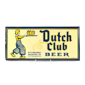 Dutch Club Beer 1930s TOC Sign RARE LARGE DUTCH BOY