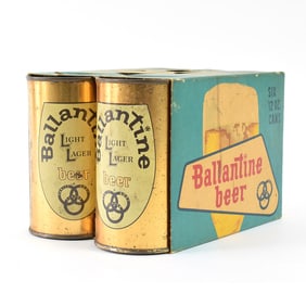Ballantine Beer Flat Top Full 6-Pack Carton EMPTY CANS