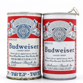 Budweiser Beer Zip Top and Prototype Pull Tab Lot of 2