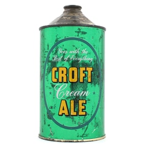 Croft Ale Quart Cone Top NARROW OVAL IRTP 206-7 RARE