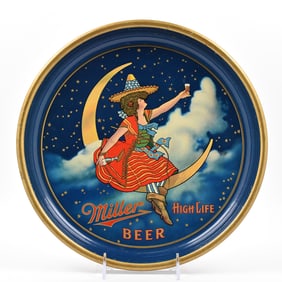 Miller Beer Pre-prohibition Serving Tray GIRL ON MOON CLASSIC OUTSTANDING