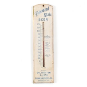 Diamond State 1930s Small Wood Thermometer TOUGH
