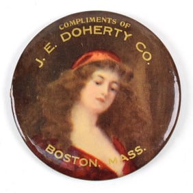 J E Doherty Co Pre-Prohibition Pocket Mirror WHISKEY