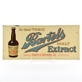 Bartels Malt Extract Prohibition Era Tin-Over-Cardboard Sign