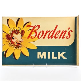 Borden's Milk 1950s Steel Flange Sign ELSIE THE COW
