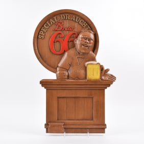 Brew 66 Special Draught 1950s Cast Composition or Plastic 3D Sign