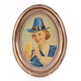 Dawsons Beer 1950s Self-Framed Cardboard and Plastic Sign DEBBIE DAWSON SCARCE