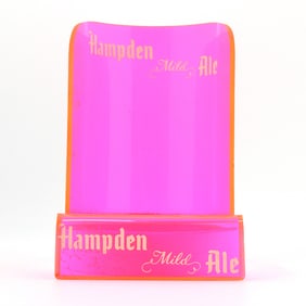 Hampden Mild Ale 1950s Pink Plastic Shelf Coastere Display or Register Topper