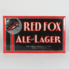 Red Fox Ale Lager Celluloid Over TOC Prismatic Sign VERY RARE