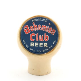 Bohemian Club Beer White 1940s Kooler Keg Tap Knob