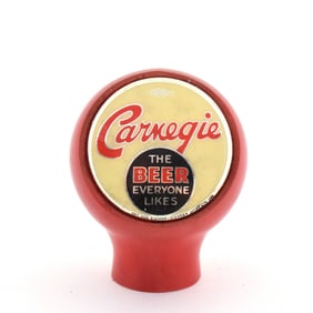 Carnegie Beer 1930s Ball Tap Knob EVERYONE LIKES CREAM-RED