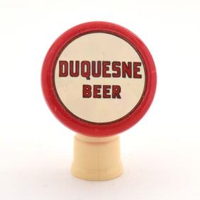 Duquesne Beer 1940s Tap Knob WHITE ON RED WHITE STEM