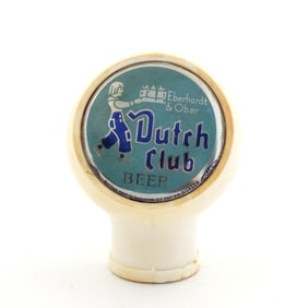 Dutch Club Beer 1930s Ball Tap Knob WHITE SCARCE