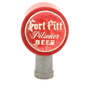 Fort Pitt Beer 1940s 2-Sided Foil Insert Tap Knob RED