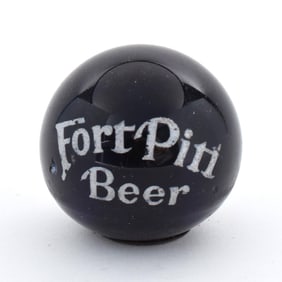 Fort Pitt Beer Etched 1930s Deep Cobalt Blue Glass Tap Knob LARGER