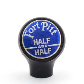 Fort Pitt Half and Half Foil Insert 1930s Ball Tap Knob SCARCE
