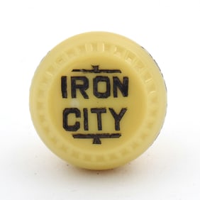 Iron City 1930s Newman Faucet Style Tap Knob BLACK ON DIJON YELLOW SWIRL