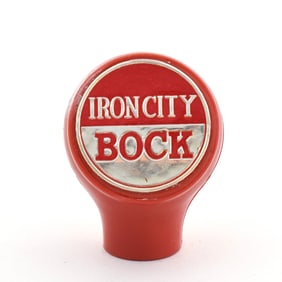 Iron City Bock 1950s Foil Ball Tap Knob RED SCARCE