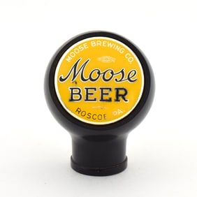 Moose Beer 1930s Ball Tap Knob BRIGHT YELLOW MINTY