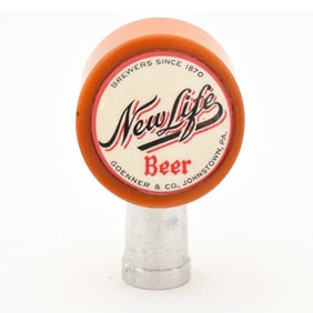 New Life Beer 1940s 2-Sided Plastic-Metal Tap Knob 1 of 2