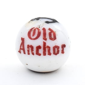 Old Anchor 1930s Milk Glass Ball Tap Knob SCARCE