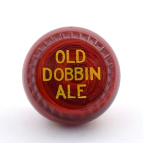 Old Dobbin Ale 1930s Newman Faucet Style Tap Knob ROOT BEER RED GLASS MINTY