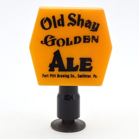 Old Shay Golden Ale 1940s 2-Sided Plastic Tap Knob SMITHTON