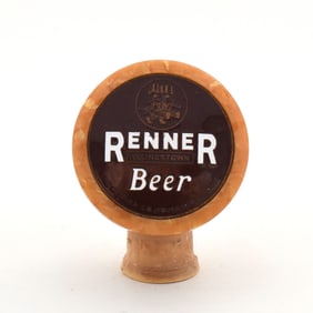 Renner Beer 1930s 2-Sided Plastic Tap Knob BROWN ENAMELED INSERT