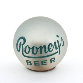 Rooney's Beer 1930s Frosted Glass Ball Tap Knob